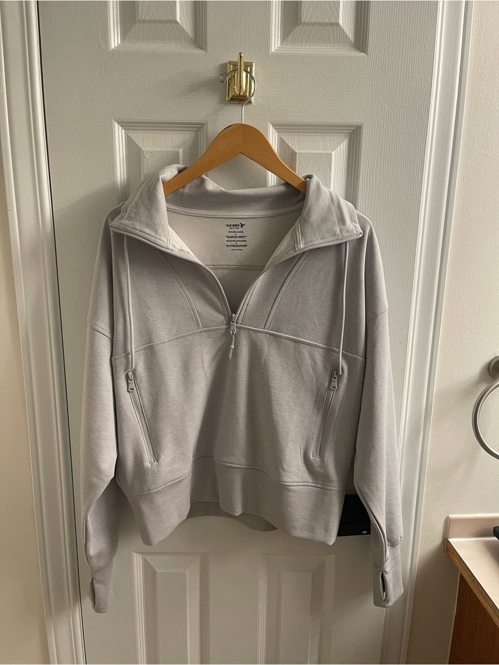 Old Navy Light Gray Quarter-Zip Sweatshirt